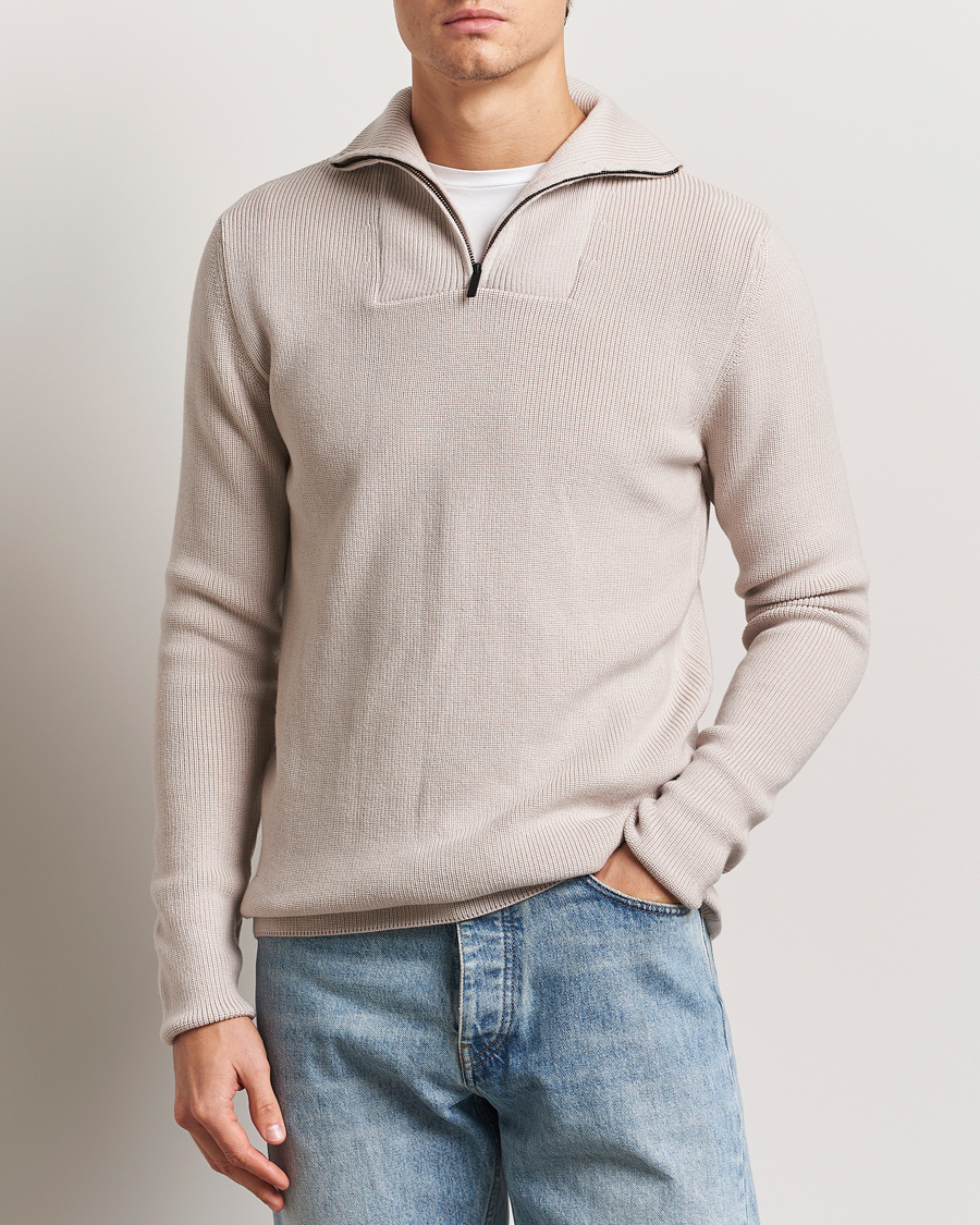 Homme | Pulls Et Tricots | KnowledgeCotton Apparel | Heavy Lambswool Half Zip Off White