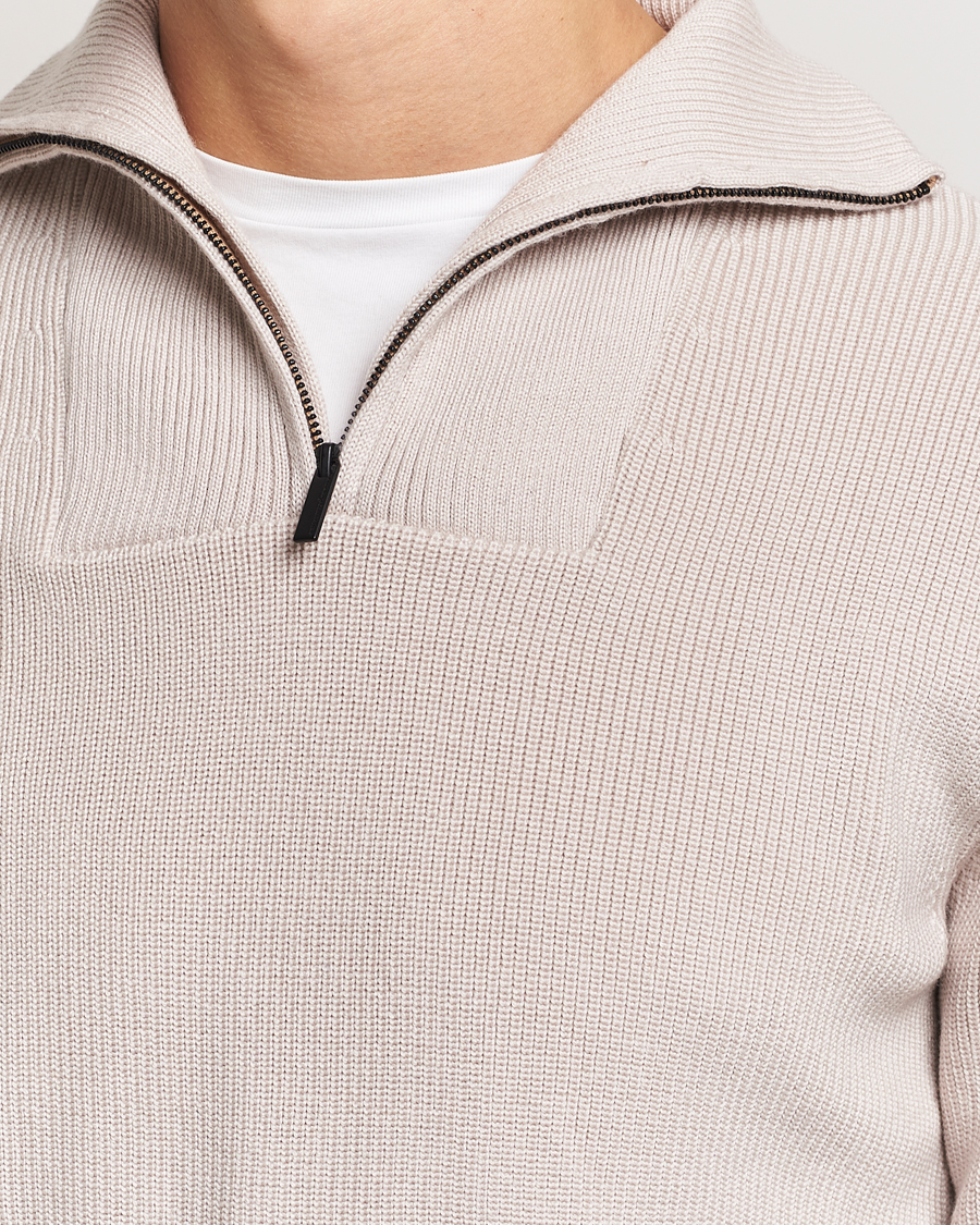 Homme | Pulls Et Tricots | KnowledgeCotton Apparel | Heavy Lambswool Half Zip Off White