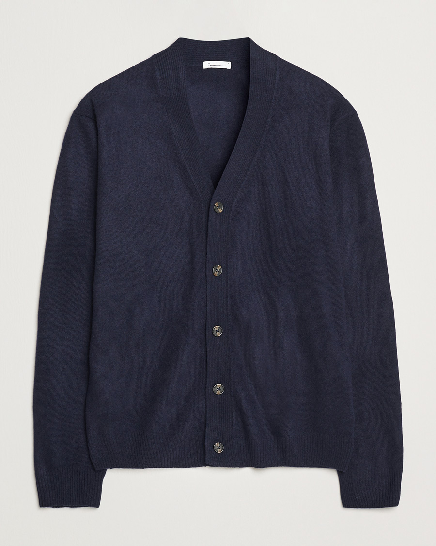 Homme | Pulls Et Tricots | KnowledgeCotton Apparel | Lambswool Cardigan Navy