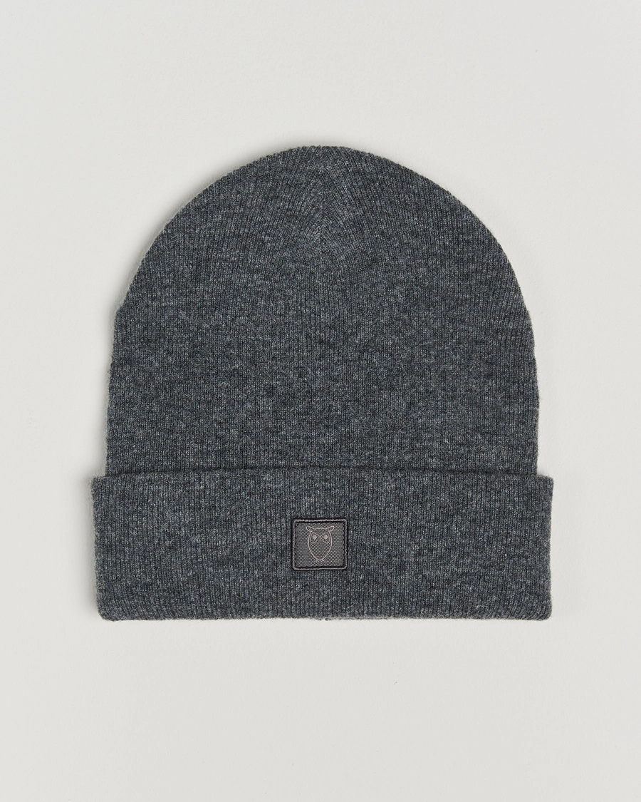Homme | KnowledgeCotton Apparel Double Layer Wool Beanie Dark Grey | KnowledgeCotton Apparel | Double Layer Wool Beanie Dark Grey