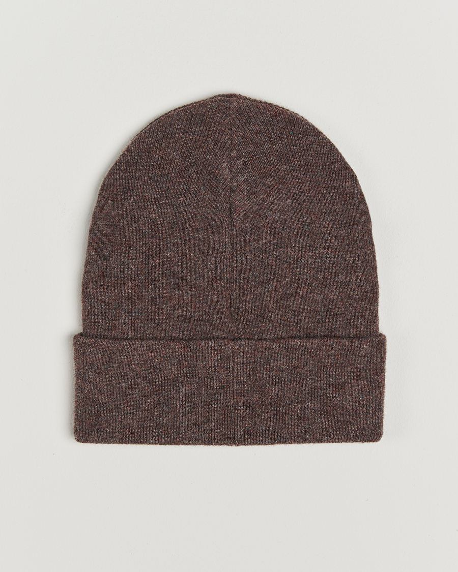 Homme | Bonnets | KnowledgeCotton Apparel | Double Layer Wool Beanie Brown Melange