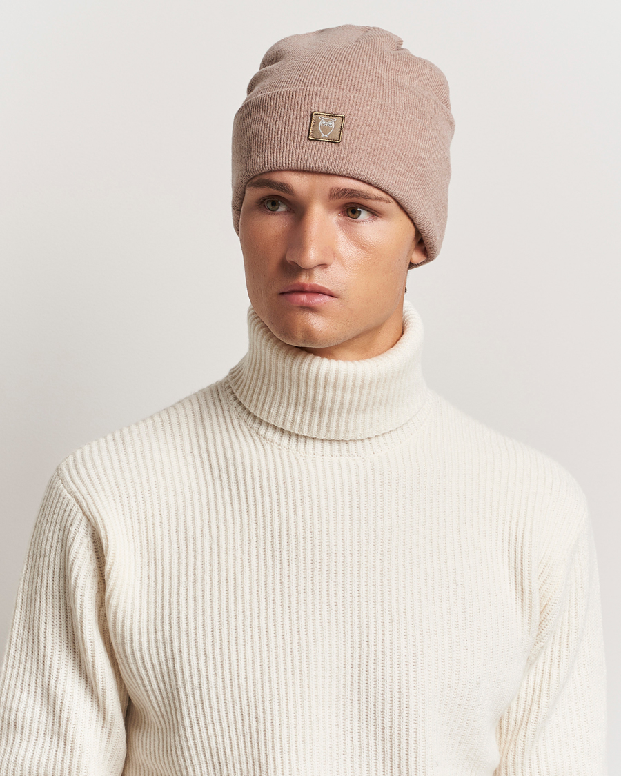 Homme | KnowledgeCotton Apparel Double Layer Wool Beanie Light Beige | KnowledgeCotton Apparel | Double Layer Wool Beanie Light Beige