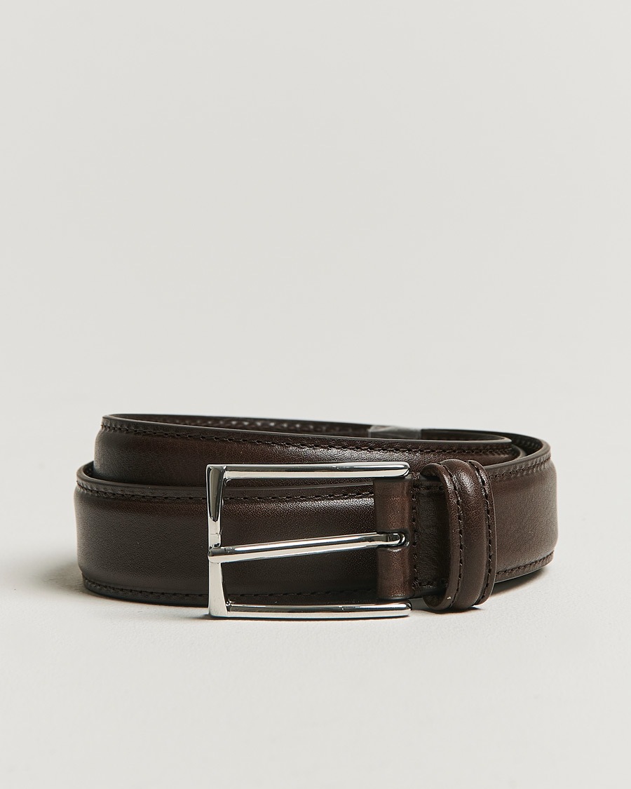 Homme | Ceintures | Anderson's | Structure Leather Suit Belt 3 cm Dark Brown