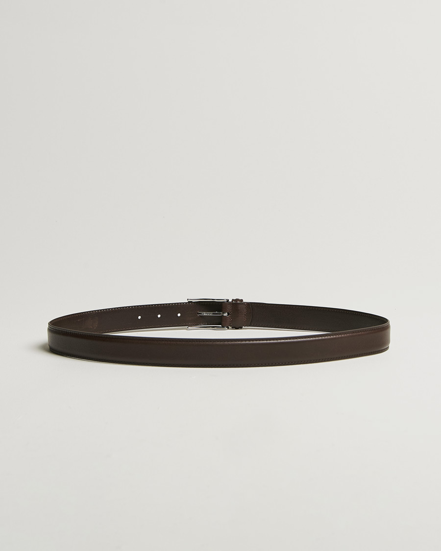 Homme | Ceintures | Anderson's | Structure Leather Suit Belt 3 cm Dark Brown