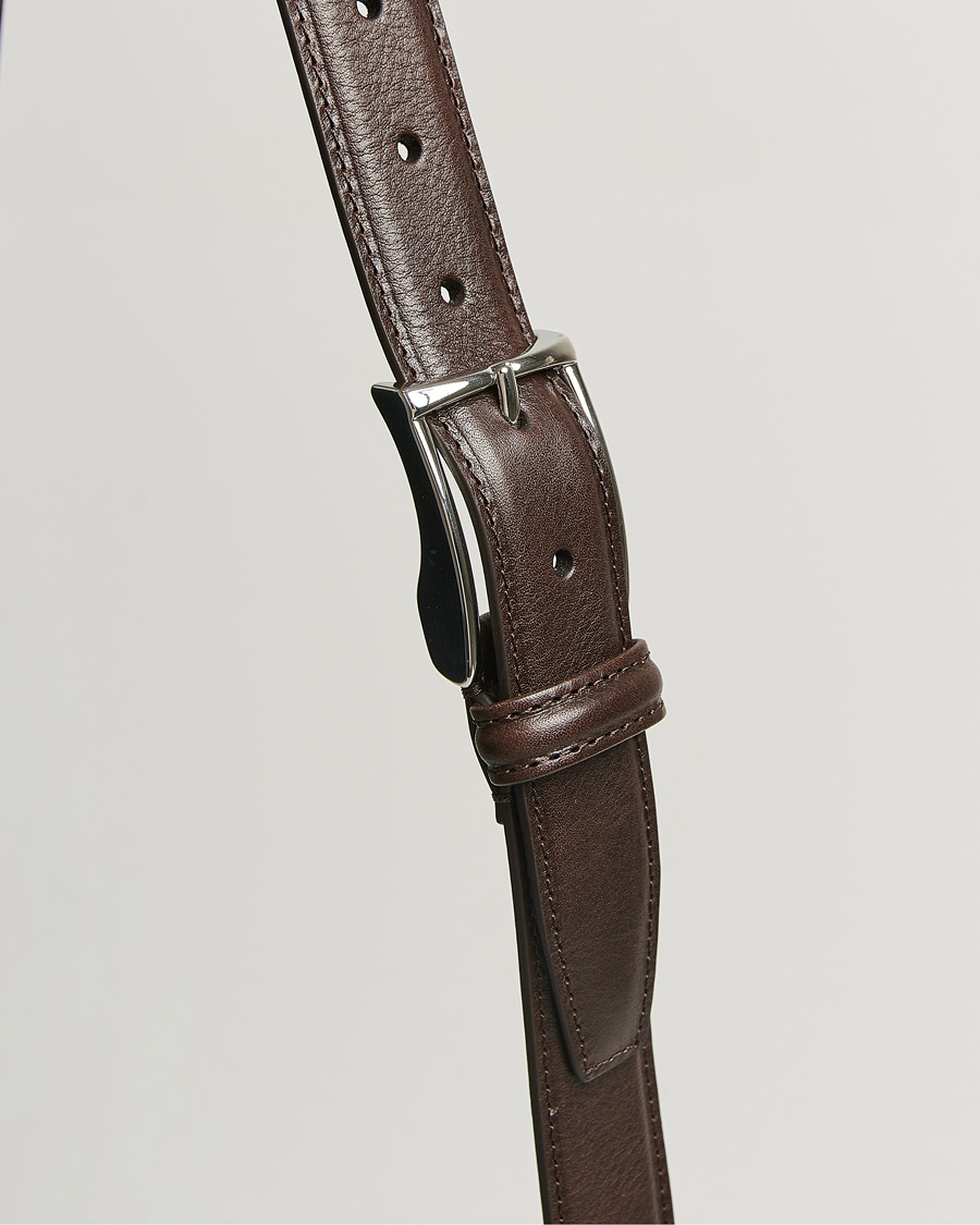 Homme | Ceintures | Anderson's | Structure Leather Suit Belt 3 cm Dark Brown