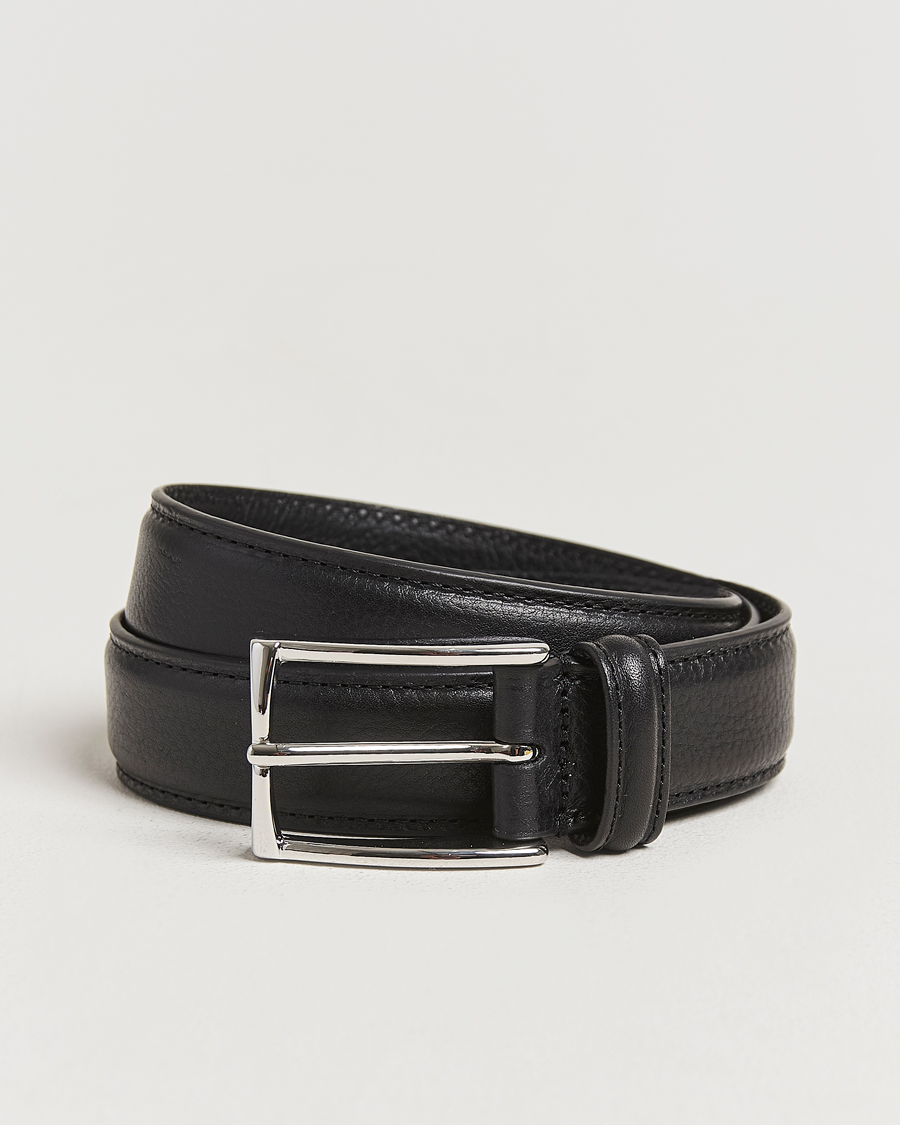 Homme | Ceintures | Anderson's | Structure Leather Suit Belt 3 cm Black