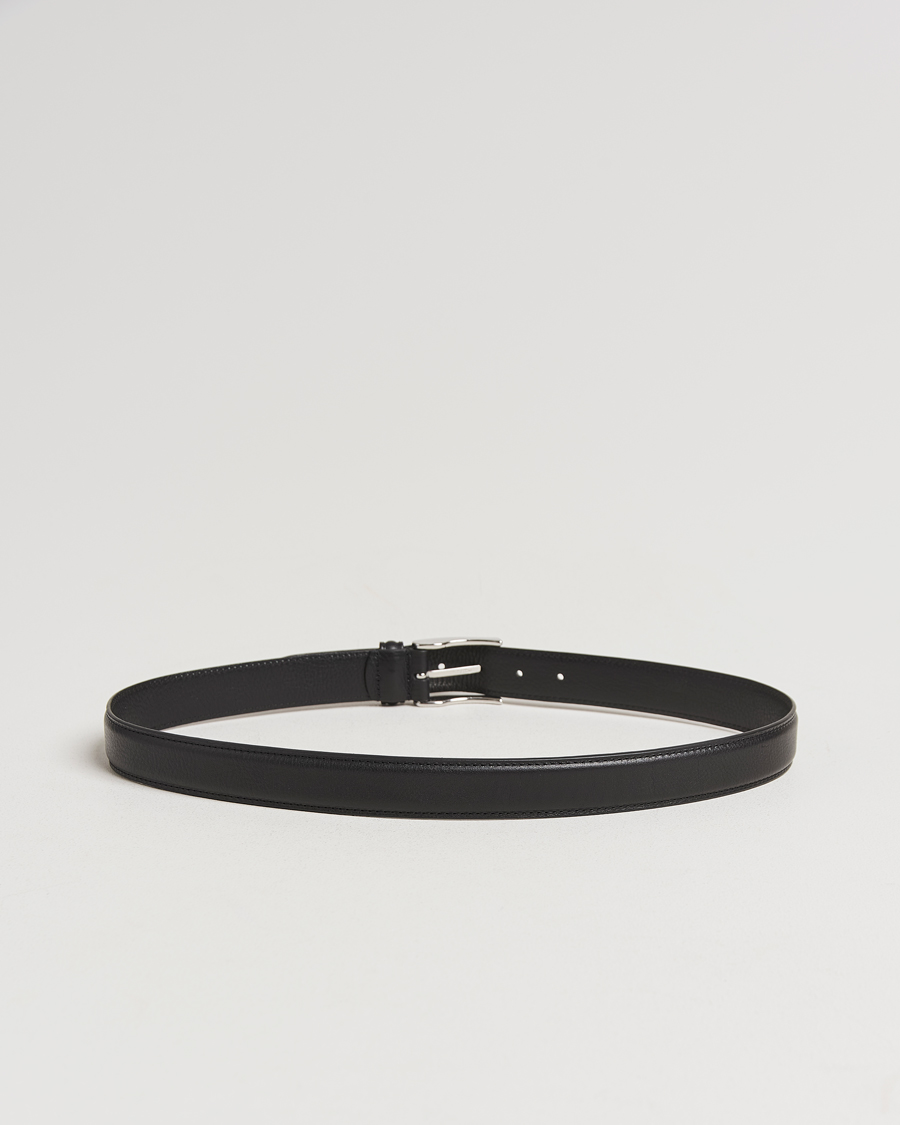 Homme | Ceintures | Anderson's | Structure Leather Suit Belt 3 cm Black