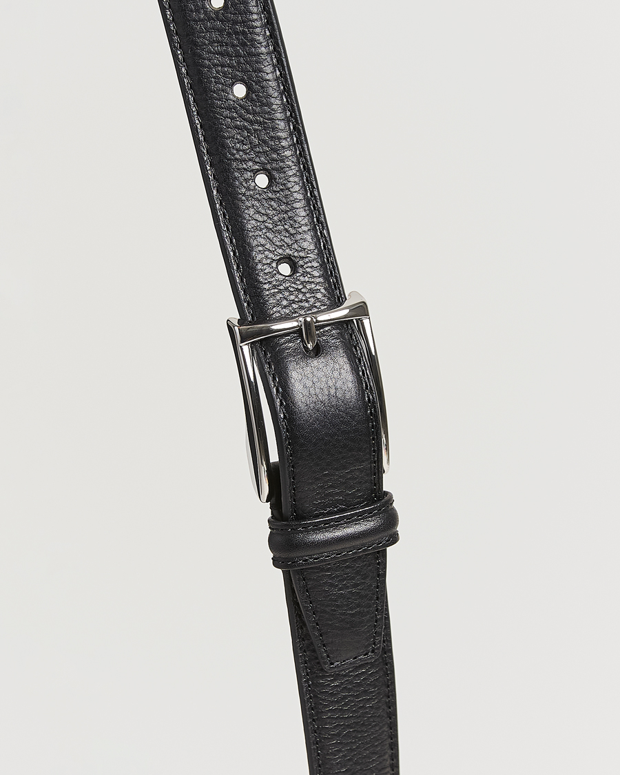 Homme | Ceintures | Anderson's | Structure Leather Suit Belt 3 cm Black