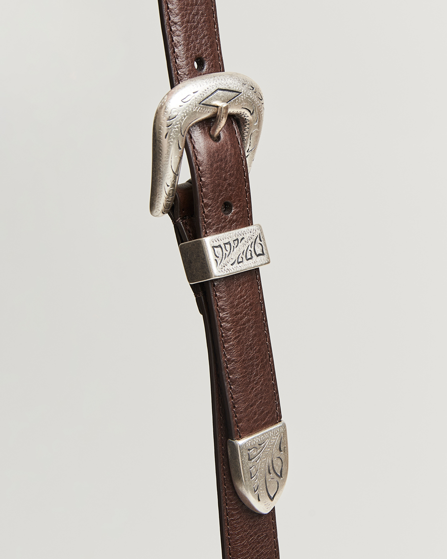 Homme | Anderson's Grained Western Leather Belt 2,5 cm Dark Brown | Anderson's | Grained Western Leather Belt 2,5 cm Dark Brown