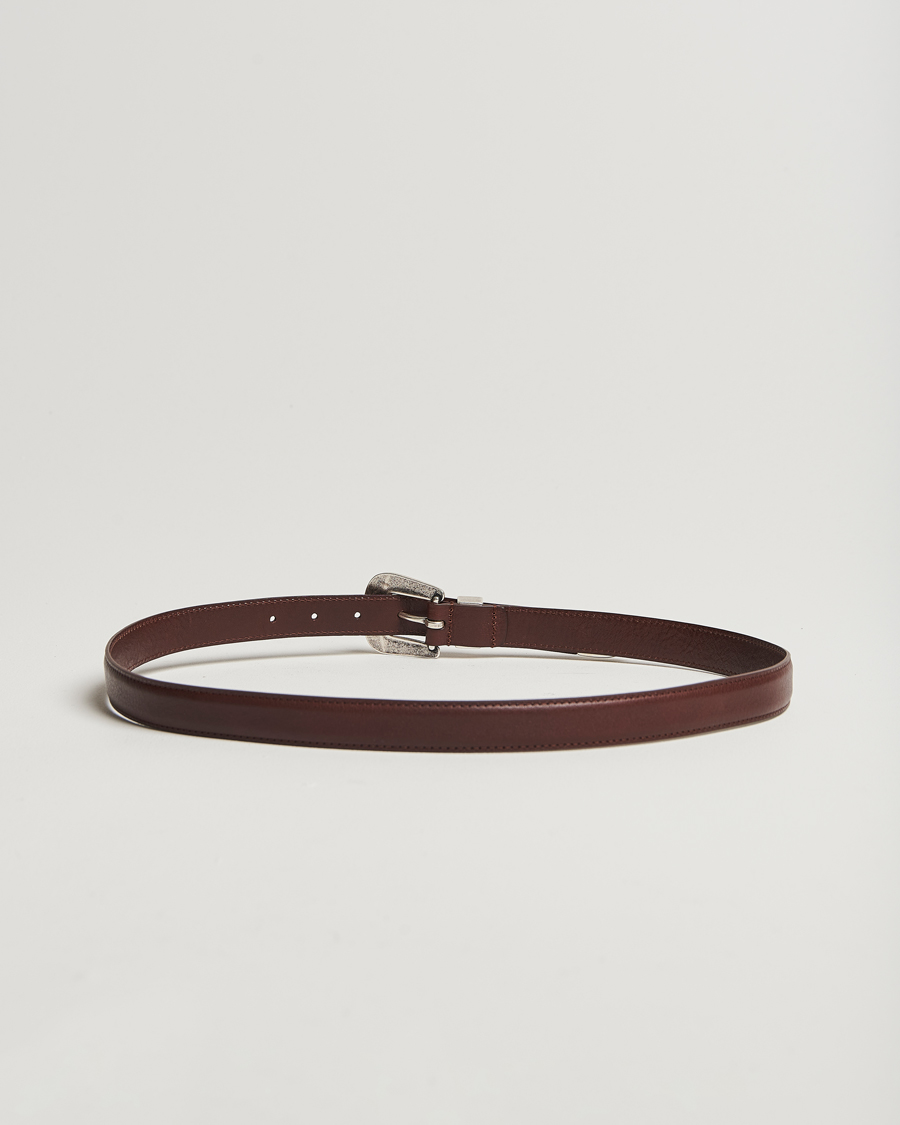 Homme | Ceintures | Anderson's | Grained Western Leather Belt 2,5 cm Brown