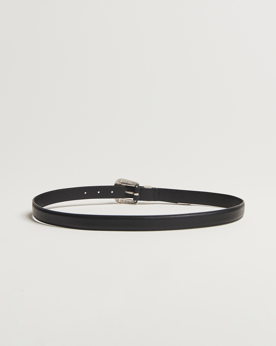 Homme | Ceintures | Anderson's | Grained Western Leather Belt 2,5 cm Black