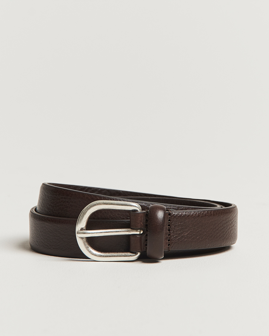 Homme | Ceintures | Anderson's | Grained Leather Belt 2,5 cm Dark Brown