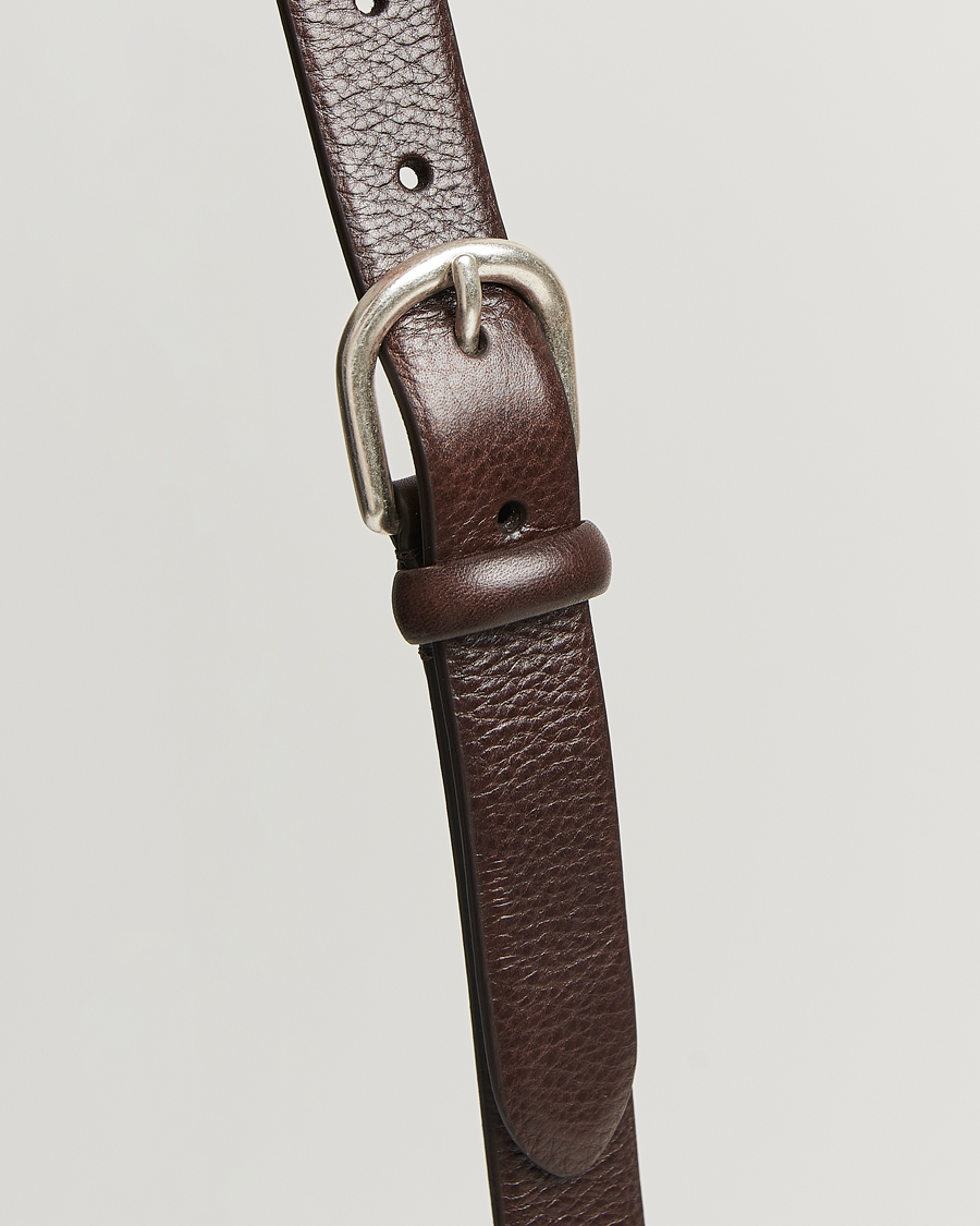 Homme | Ceintures | Anderson's | Grained Leather Belt 2,5 cm Dark Brown