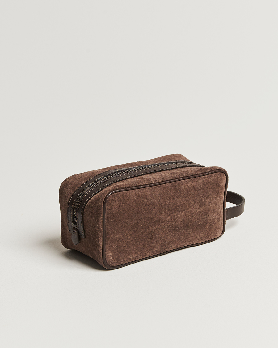 Homme | Anderson's Suede Washbag Dark Brown | Anderson's | Suede Washbag Dark Brown