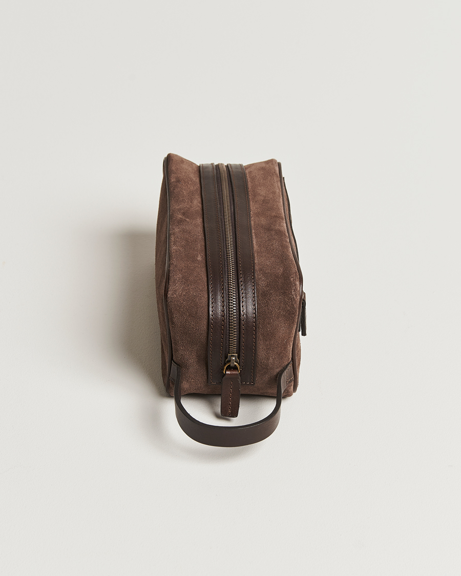 Homme | Anderson's Suede Washbag Dark Brown | Anderson's | Suede Washbag Dark Brown