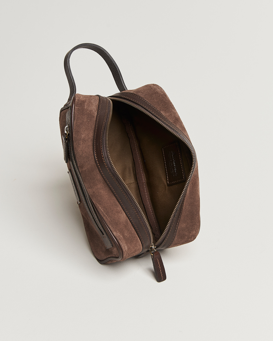 Homme | Anderson's Suede Washbag Dark Brown | Anderson's | Suede Washbag Dark Brown