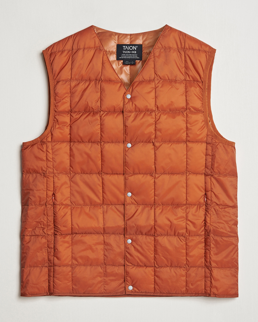 Homme | Manteaux Et Vestes | TAION | V-Neck Lightweight Down Vest Brick Orange