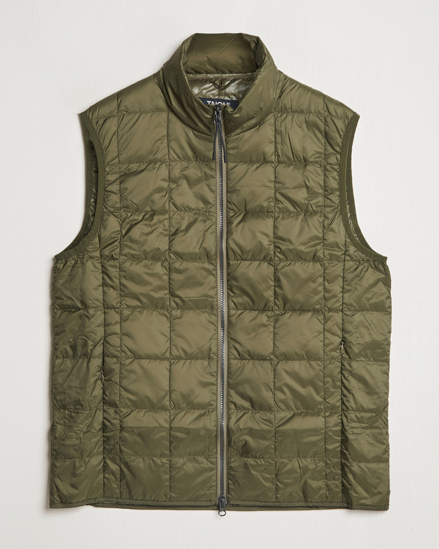 Homme | Manteaux Et Vestes | TAION | High Neck Full Zip Lightweight Down Vest Dark Olive