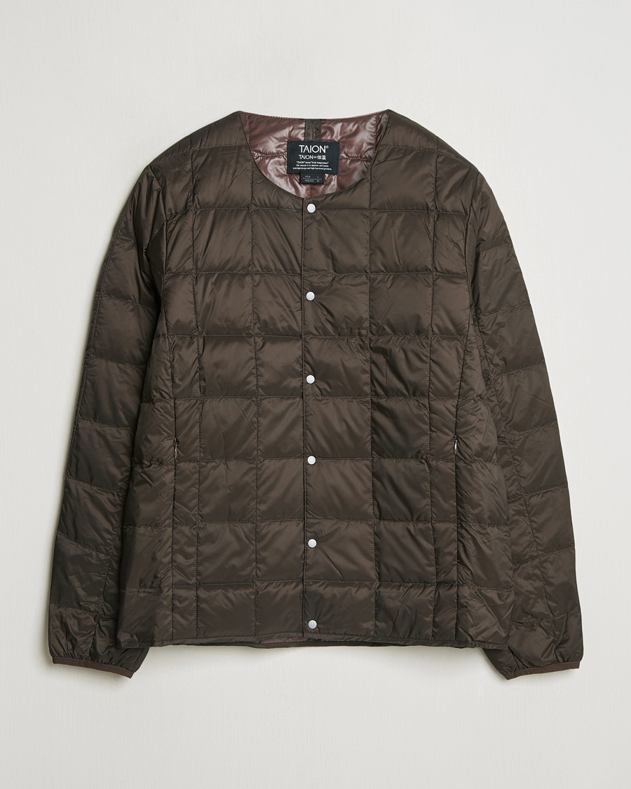 Homme | Manteaux Et Vestes | TAION | Crew Neck Button Down Jacket Dark Choco