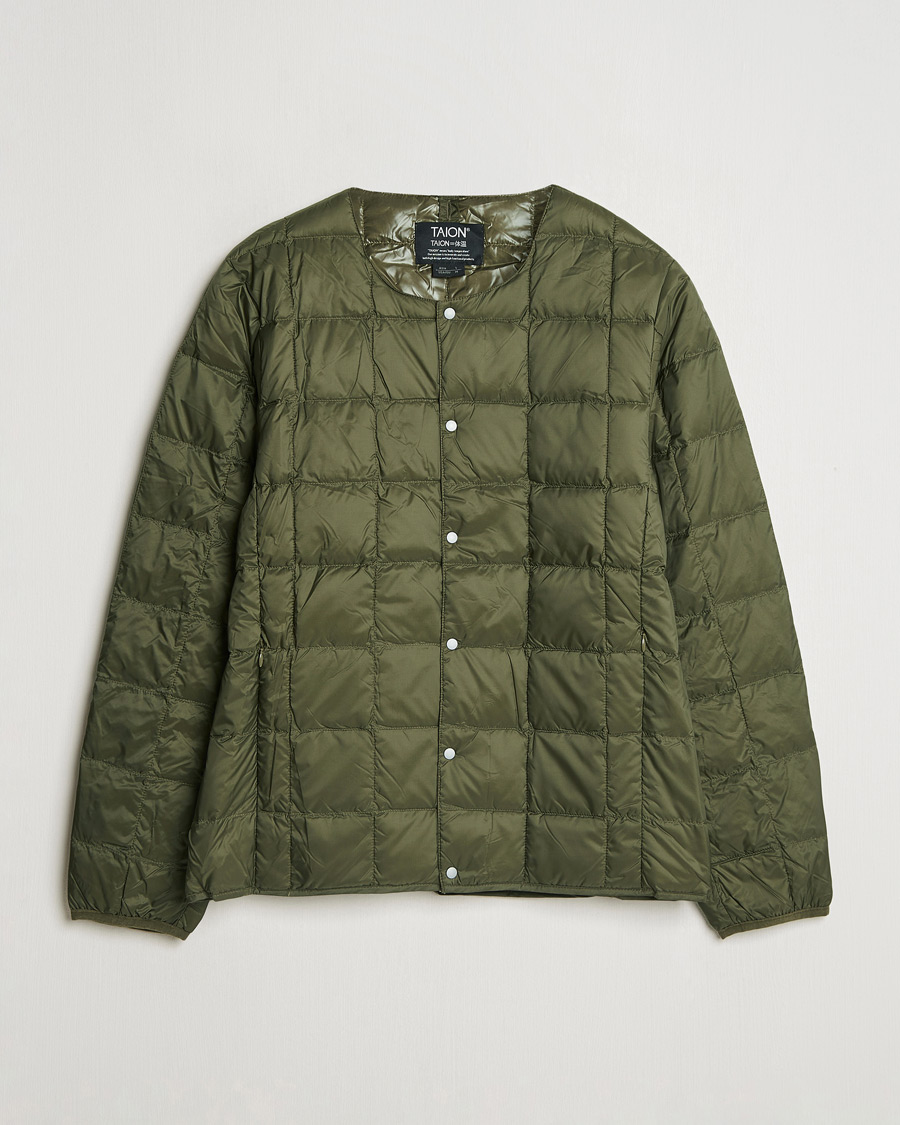 Homme | Manteaux Et Vestes | TAION | Crew Neck Button Down Jacket Dark Olive