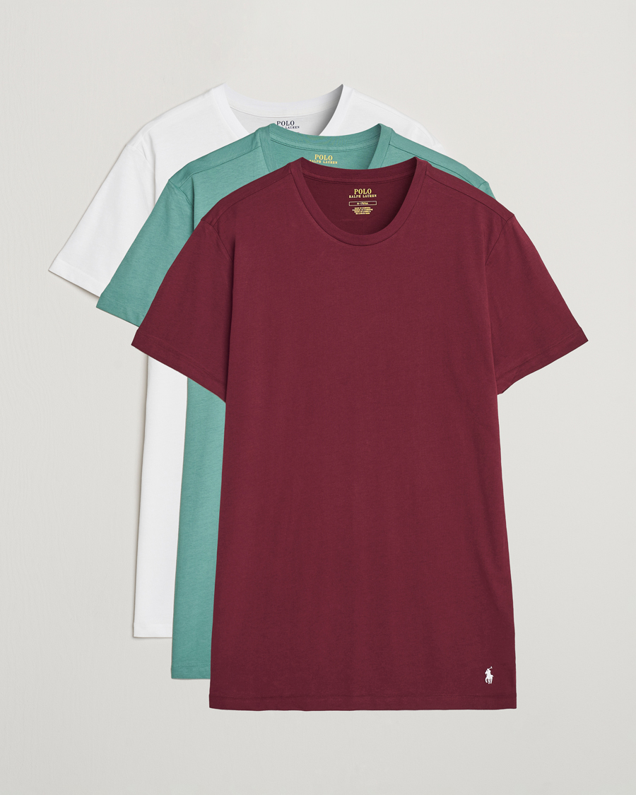 Homme | T-shirts | Polo Ralph Lauren | 3-Pack Crew Neck T-Shirt Fairway Green/White/Damson Red