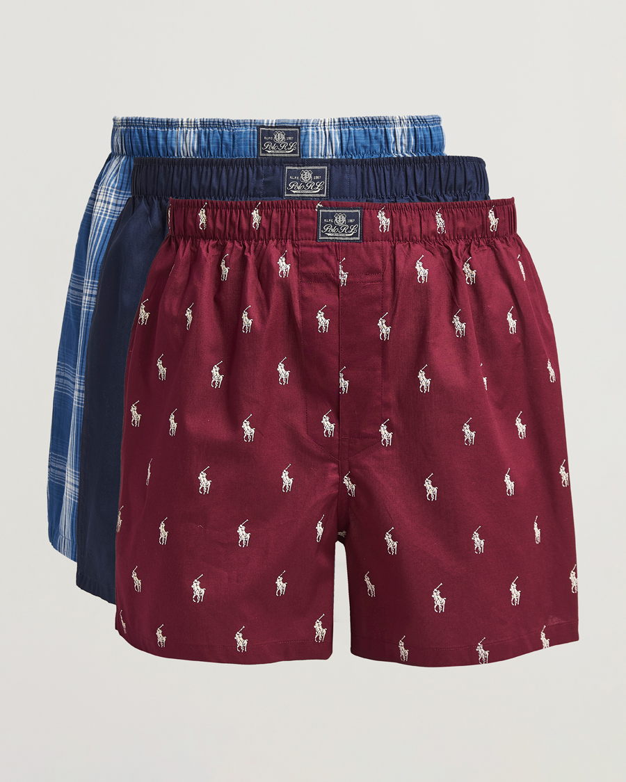 Homme | Sous-Vêtements Et Chaussettes | Polo Ralph Lauren | 3-Pack Woven Boxer Plaid/Navy/Red PP