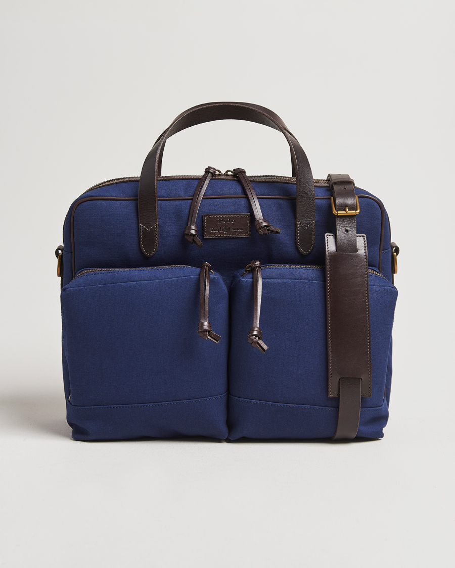 Homme | Polo Ralph Lauren Commuter Canvas Messenger Bag Newport Navy/Dk Brown | Polo Ralph Lauren | Commuter Canvas Messenger Bag Newport Navy/Dk Brown