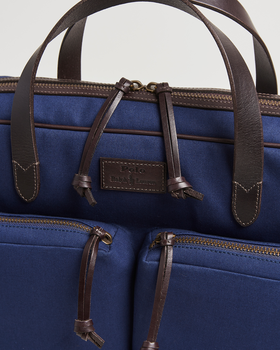 Homme | Polo Ralph Lauren Commuter Canvas Messenger Bag Newport Navy/Dk Brown | Polo Ralph Lauren | Commuter Canvas Messenger Bag Newport Navy/Dk Brown