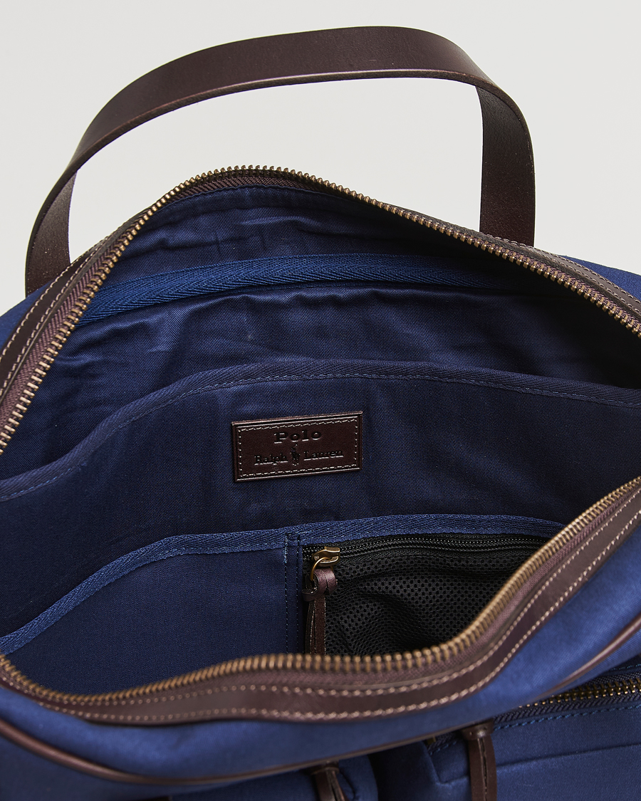 Homme | Polo Ralph Lauren Commuter Canvas Messenger Bag Newport Navy/Dk Brown | Polo Ralph Lauren | Commuter Canvas Messenger Bag Newport Navy/Dk Brown