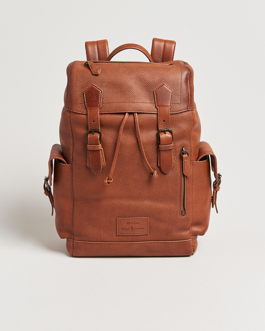 Homme | Polo Ralph Lauren Leather Flap Backpack Saddle Brown | Polo Ralph Lauren | Leather Flap Backpack Saddle Brown