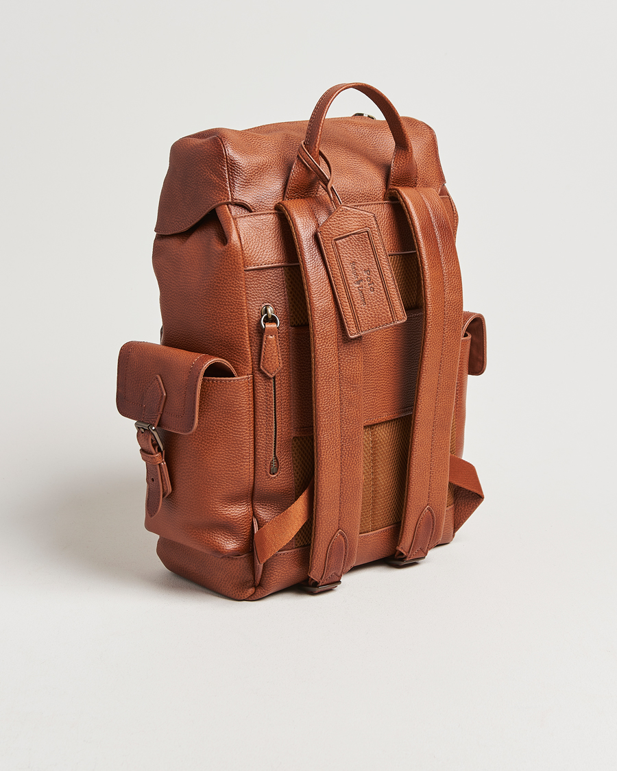Homme | Polo Ralph Lauren Leather Flap Backpack Saddle Brown | Polo Ralph Lauren | Leather Flap Backpack Saddle Brown