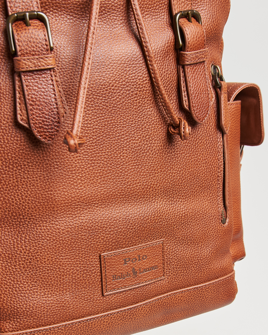 Homme | Polo Ralph Lauren Leather Flap Backpack Saddle Brown | Polo Ralph Lauren | Leather Flap Backpack Saddle Brown