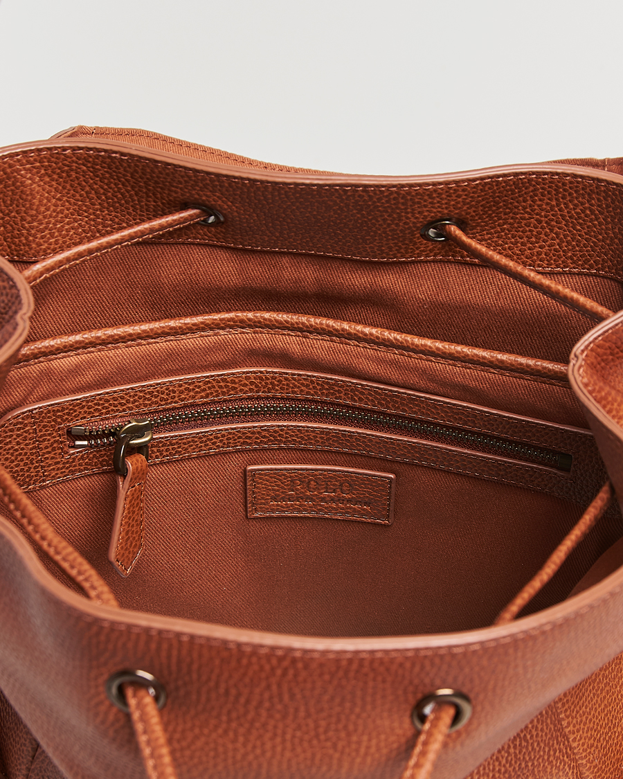 Homme | Polo Ralph Lauren Leather Flap Backpack Saddle Brown | Polo Ralph Lauren | Leather Flap Backpack Saddle Brown