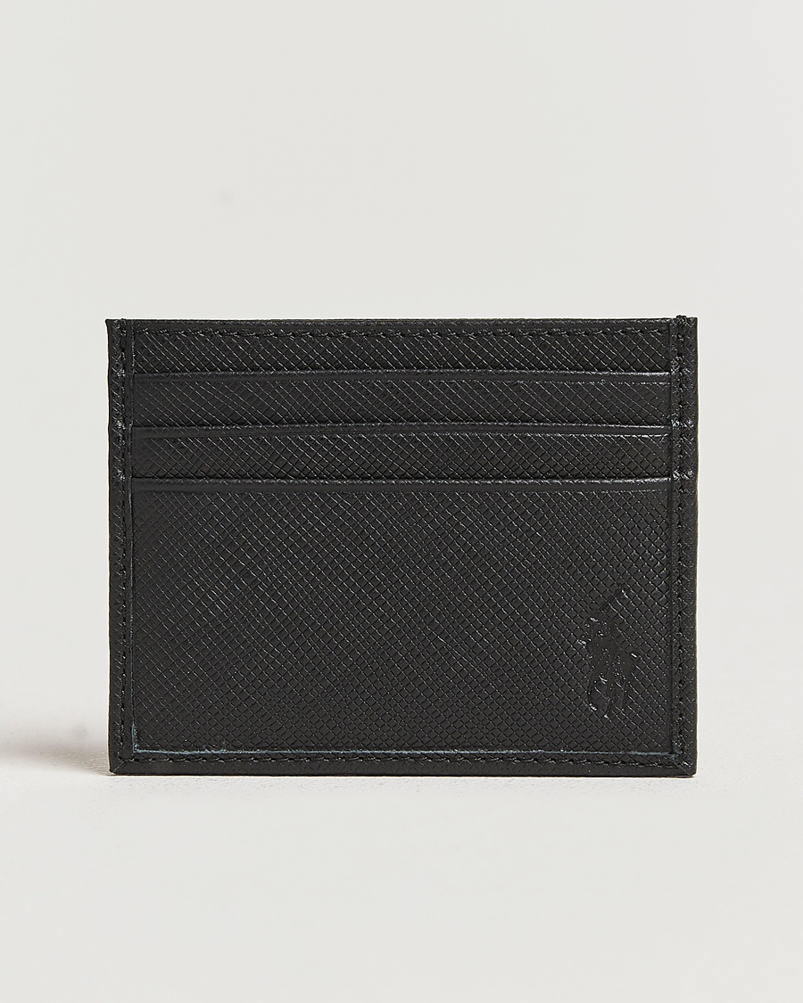 Homme | Polo Ralph Lauren Saffiano Leather Credit Card Case Black | Polo Ralph Lauren | Saffiano Leather Credit Card Case Black