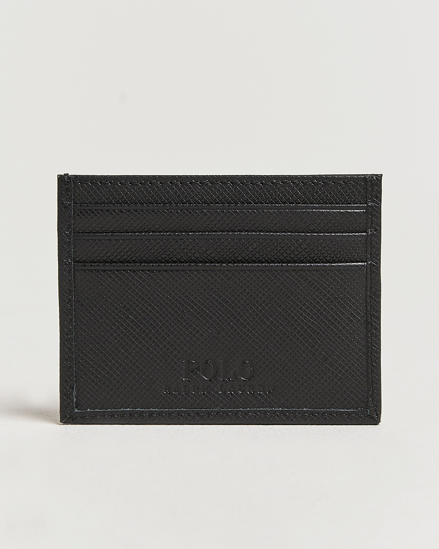 Homme | Polo Ralph Lauren Saffiano Leather Credit Card Case Black | Polo Ralph Lauren | Saffiano Leather Credit Card Case Black