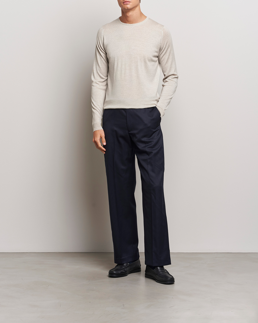 Homme | Pulls Et Tricots | John Smedley | Lundy Extra Fine Merino Crew Neck Grey Fleece