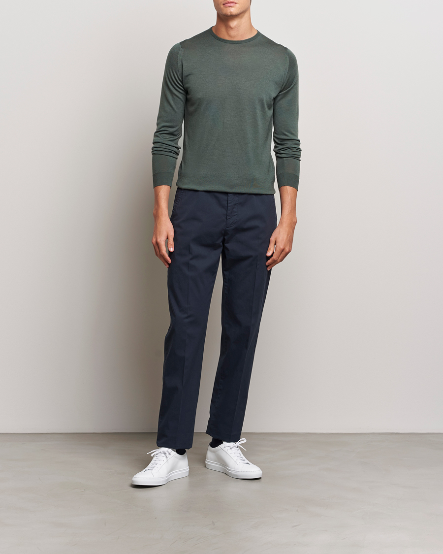 Homme | Pulls Et Tricots | John Smedley | Lundy Extra Fine Merino Crew Neck Highland Green