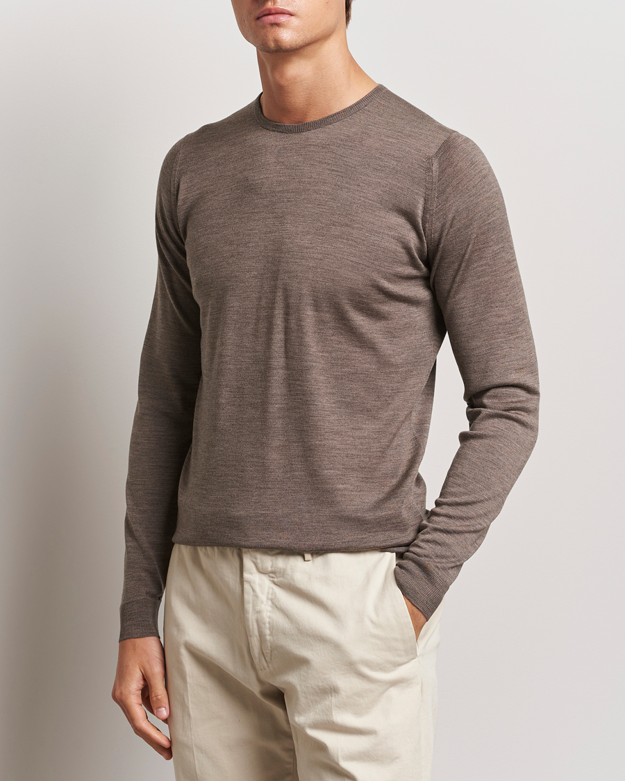 Homme | Pulls Et Tricots | John Smedley | Lundy Extra Fine Merino Crew Neck Mushroom Brown