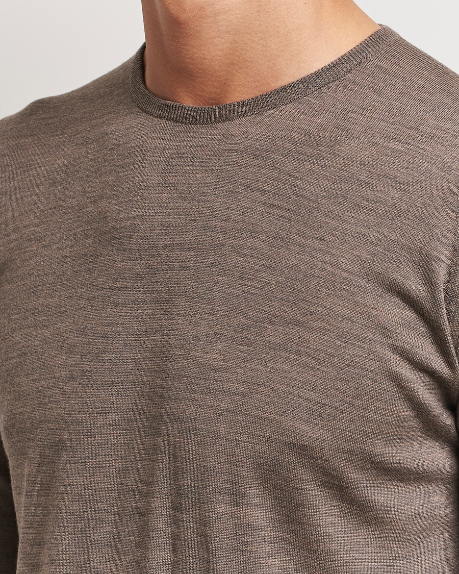 Homme | Pulls Et Tricots | John Smedley | Lundy Extra Fine Merino Crew Neck Mushroom Brown