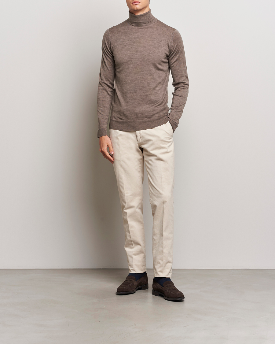 Homme | Pulls Et Tricots | John Smedley | Cherwell Extra Fine Merino Rollneck Mushroom Brown