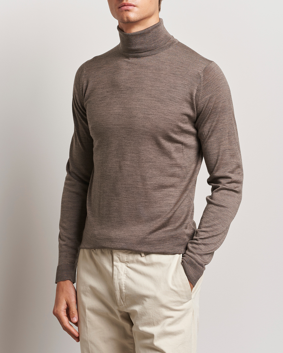 Homme | Pulls Et Tricots | John Smedley | Cherwell Extra Fine Merino Rollneck Mushroom Brown