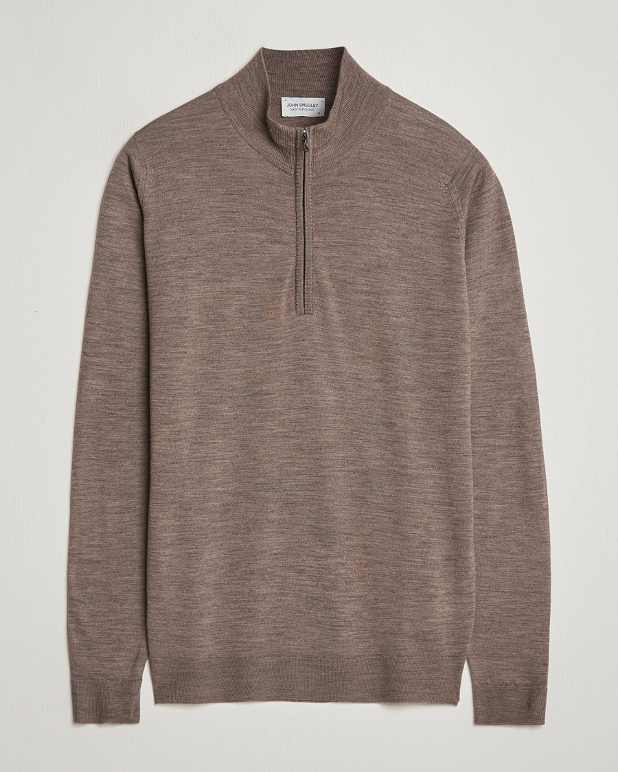 Homme | Pulls Et Tricots | John Smedley | Barrow Extra Fine Merino Half Zip Mushroom
