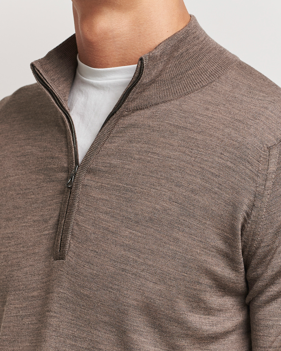 Homme | Pulls Et Tricots | John Smedley | Barrow Extra Fine Merino Half Zip Mushroom