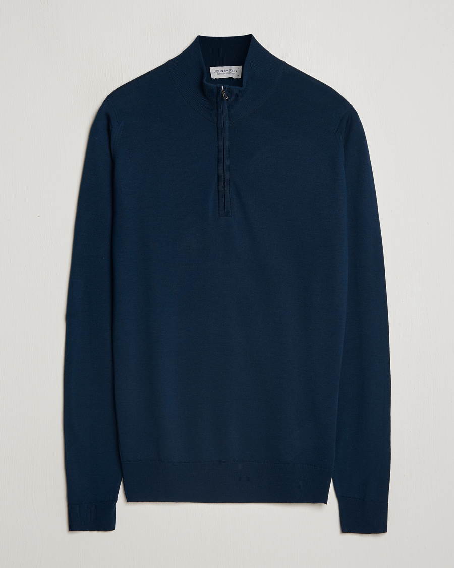 Homme | Pulls Et Tricots | John Smedley | Barrow Extra Fine Merino Half Zip Orion Green