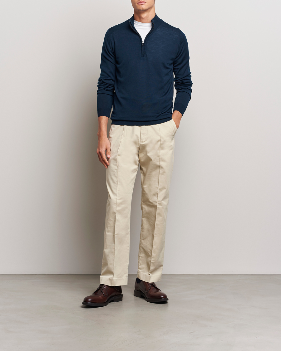 Homme | Pulls Et Tricots | John Smedley | Barrow Extra Fine Merino Half Zip Orion Green