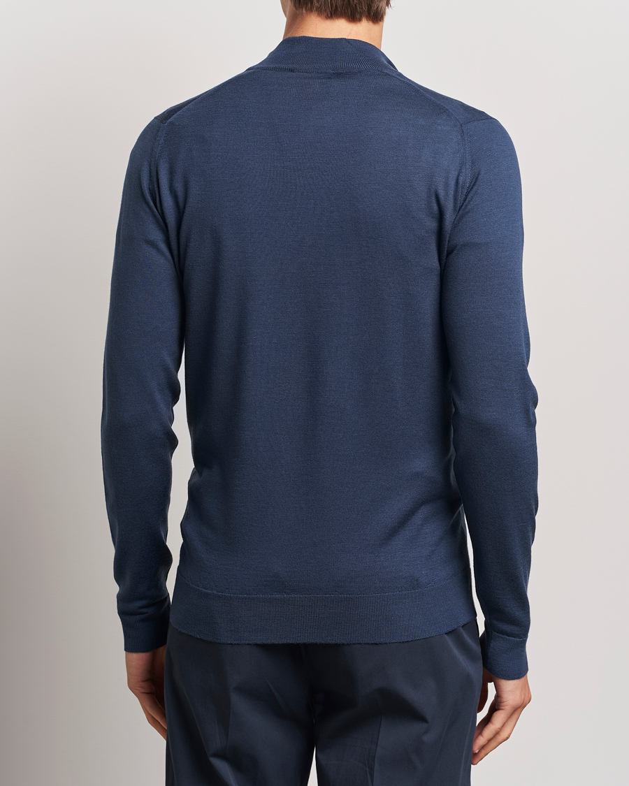 Homme | Pulls Et Tricots | John Smedley | Barrow Extra Fine Merino Half Zip Smoke Blue