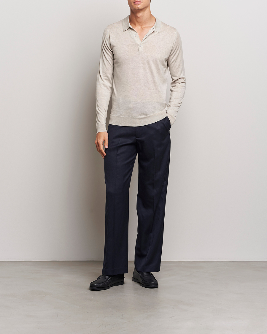 Homme | Pulls Et Tricots | John Smedley | Belper Extra Fine Merino Polo Pullover Grey Fleece