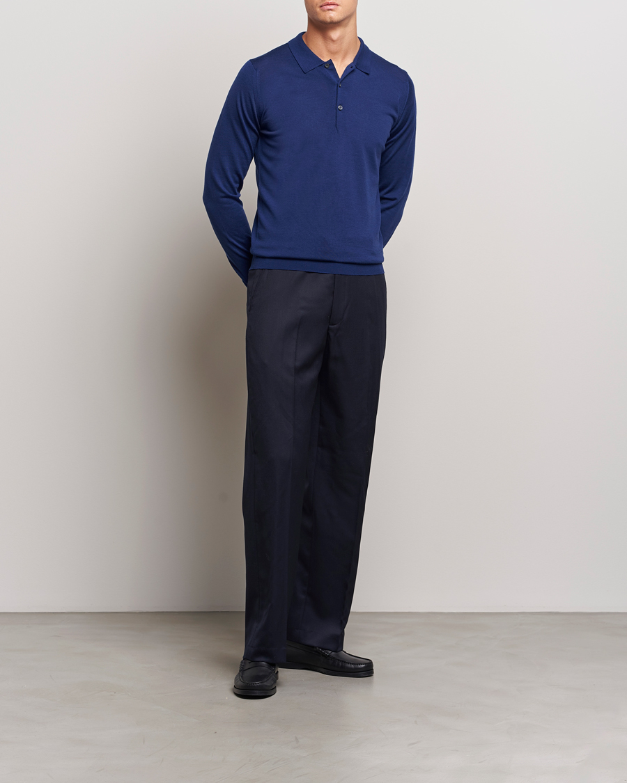 Homme | Pulls Et Tricots | John Smedley | Belper Extra Fine Merino Polo Pullover Ink Blue