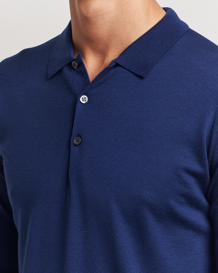 Homme | Pulls Et Tricots | John Smedley | Belper Extra Fine Merino Polo Pullover Ink Blue