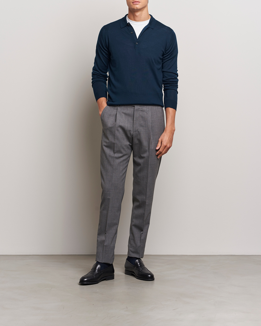 Homme | Pulls Et Tricots | John Smedley | Belper Extra Fine Merino Polo Pullover Orion Green